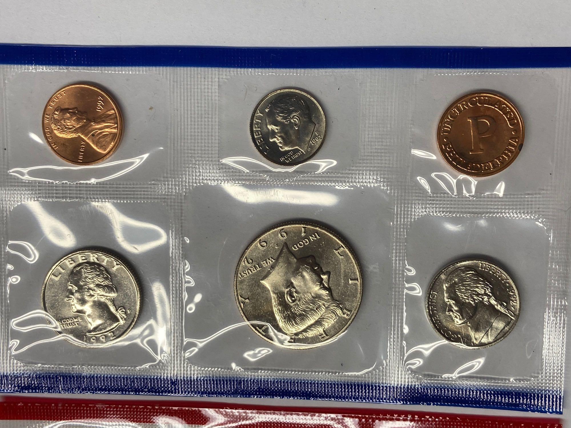 Collection of 13 United States Mint Uncirculated P & D Coin Sets 1970-1992 in Original Packaging