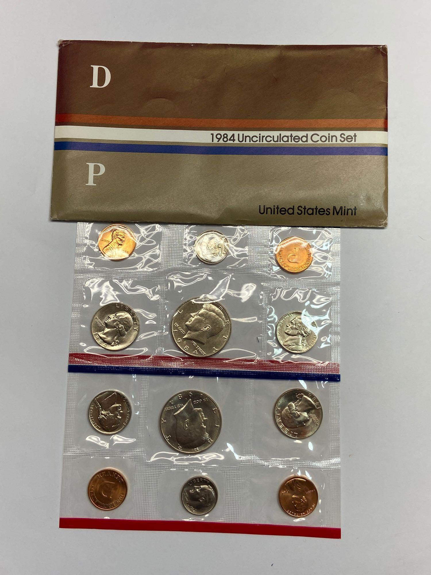 Collection of 10 United States Mint Uncirculated P & D Coin Sets 1978-1992 in Original Packaging
