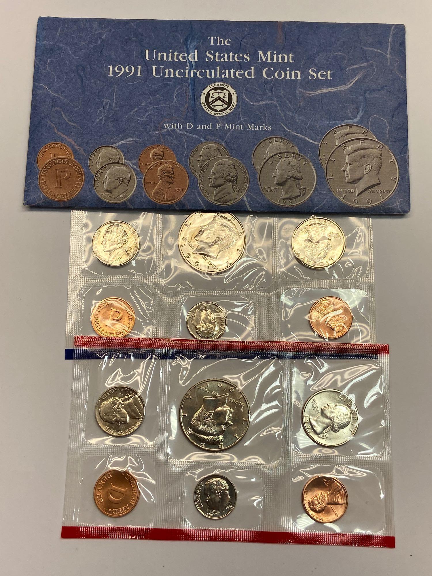 Collection of 10 United States Mint Uncirculated P & D Coin Sets 1978-1992 in Original Packaging