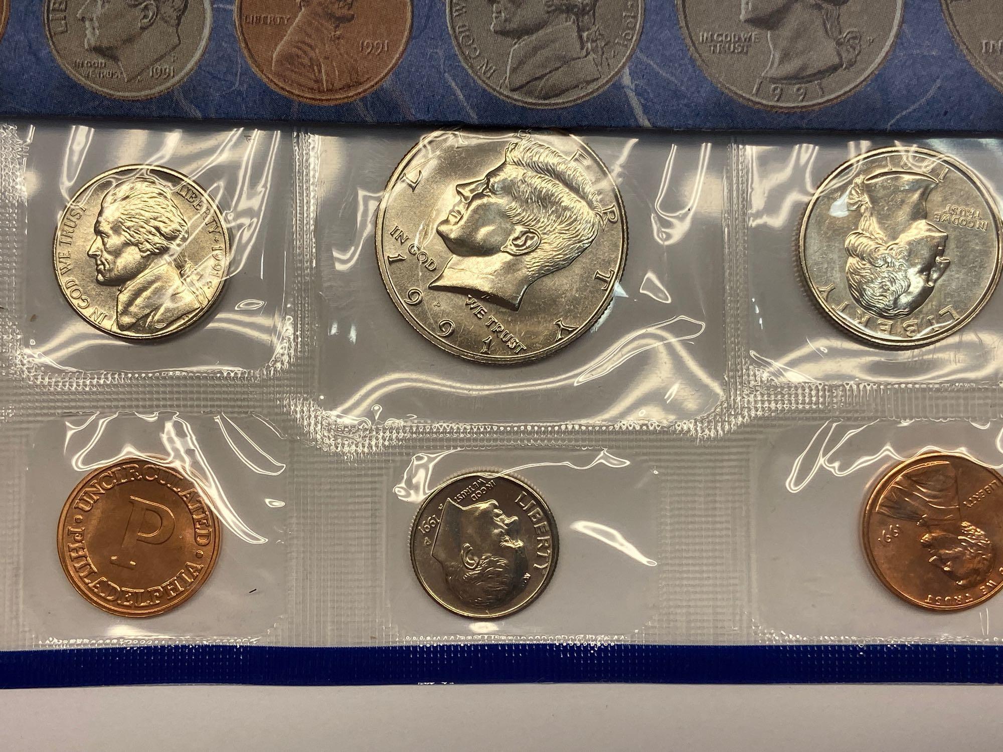 Collection of 10 United States Mint Uncirculated P & D Coin Sets 1978-1992 in Original Packaging