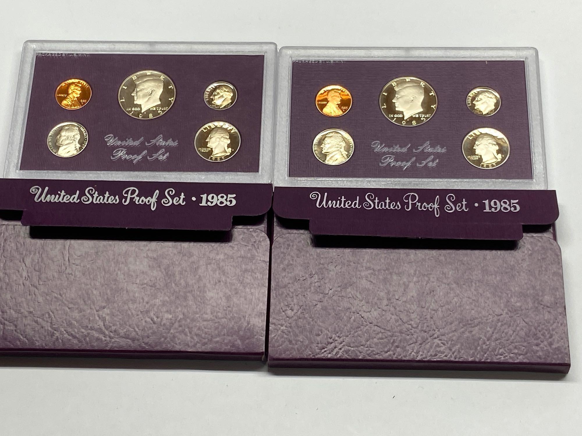 Collection of 8 United States Mint Proof Sets of Coins 1971-1992 in Original Packaging