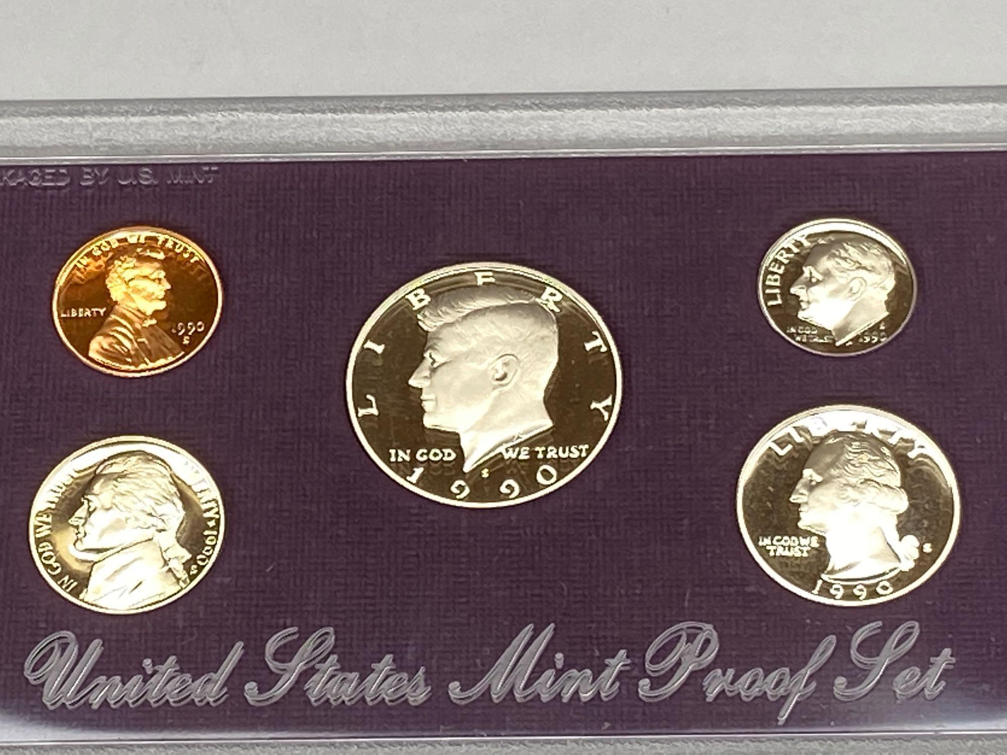 Collection of 8 United States Mint Proof Sets of Coins 1971-1992 in Original Packaging