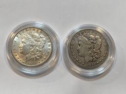 2 U.S. 1885 & 1880 Morgan Silver Dollars