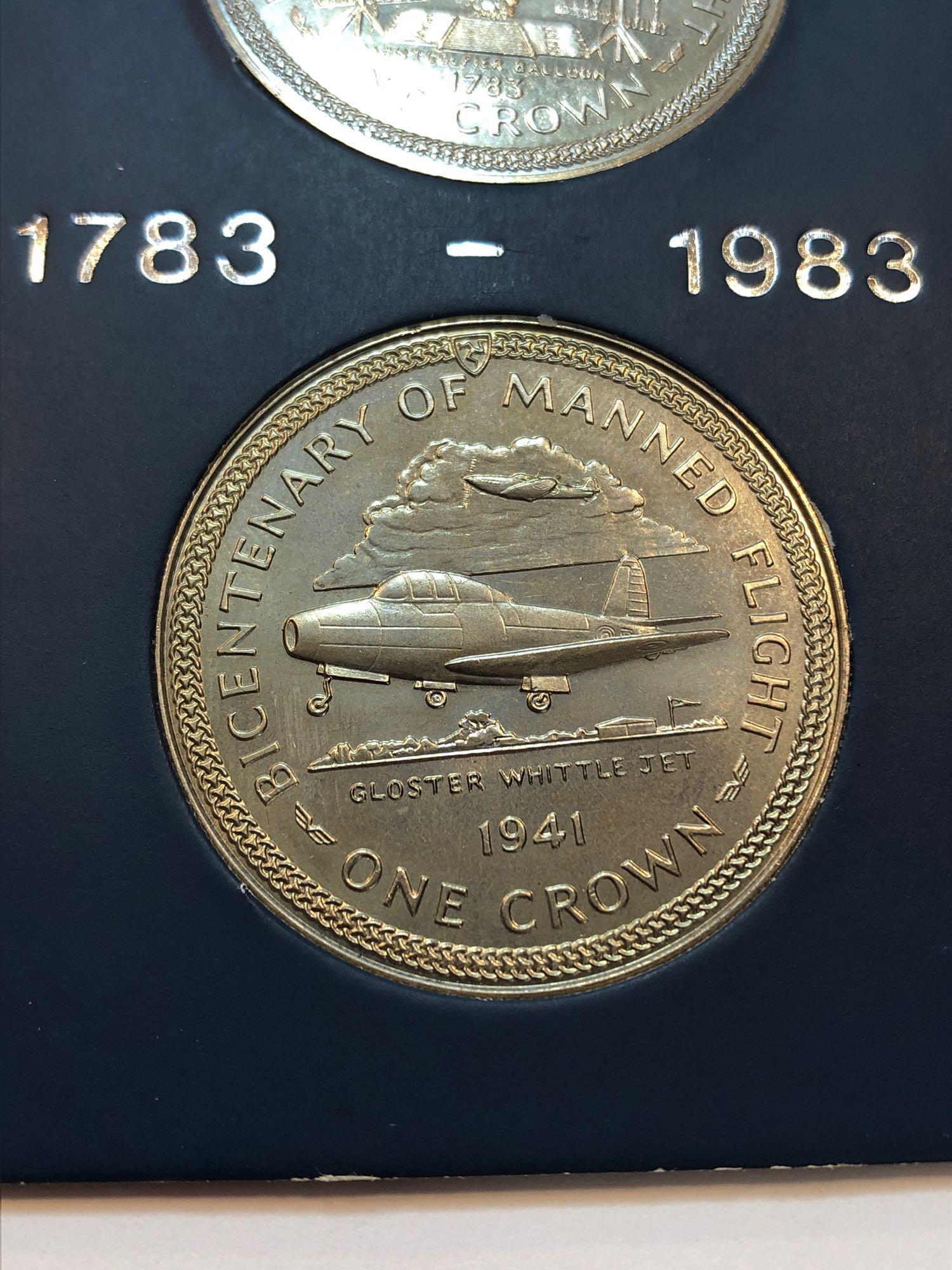 Bicentenary of Manned Flight 1783-1983 Isle of Man Coins