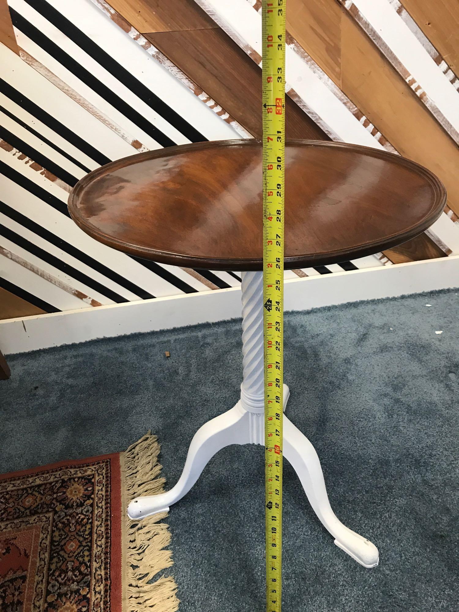 Round Wood End Table Rotating Top