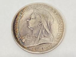 1893 Silver Coin, Queen Victoria British Widow Head Crown