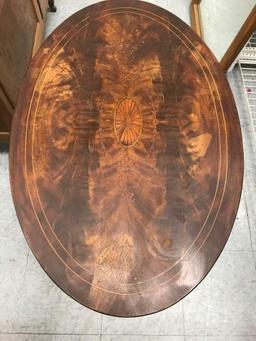 Wood Inlay End Table Tilted Top