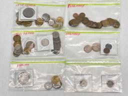 Collection of foreign coins from France, Germany, Italy