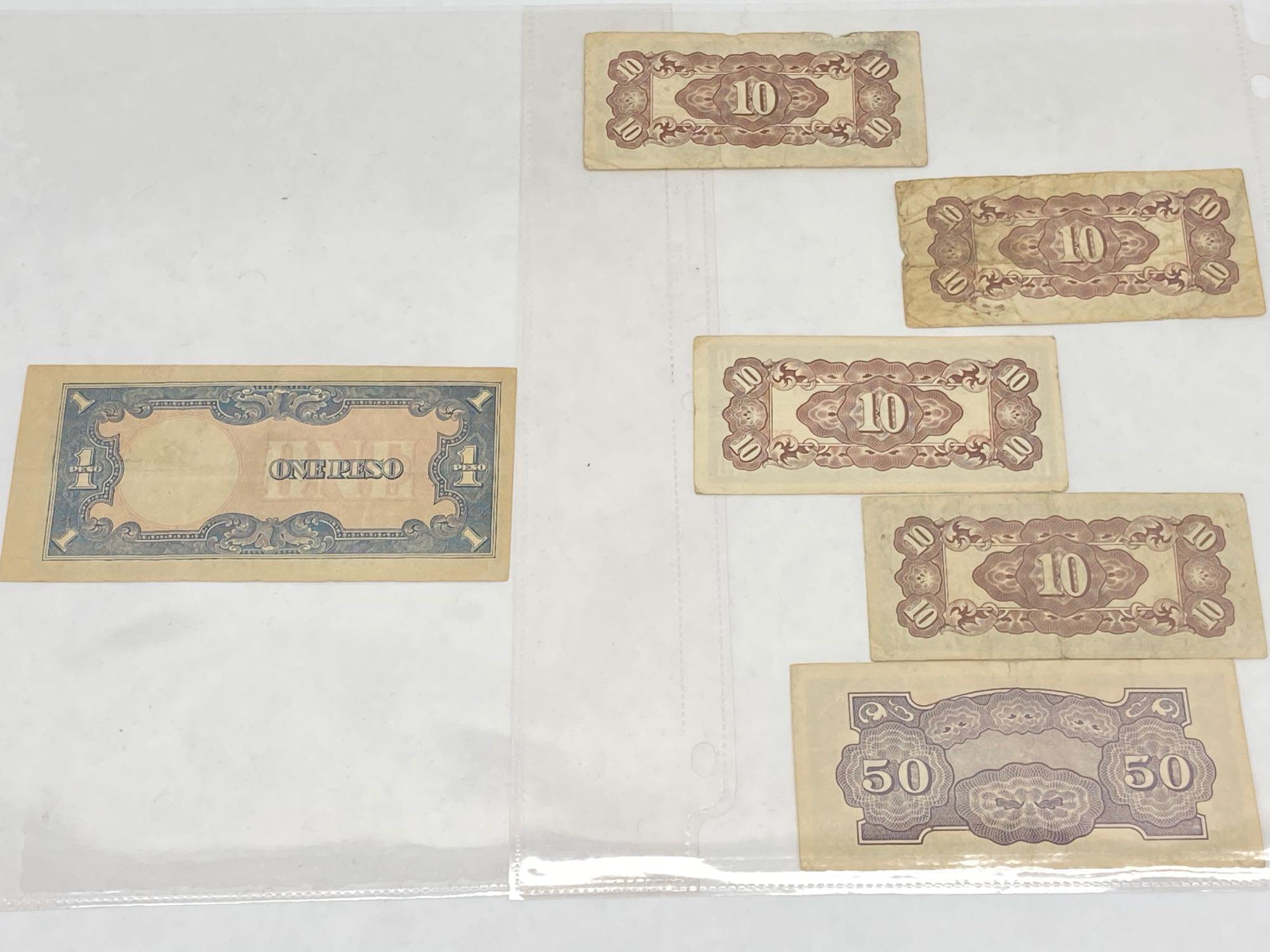 WW2 Era Japanese occupied Philippines paper money, 6 Units