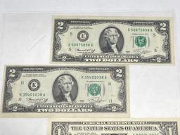 United States two dollar bill errors, one dollar bill errors, 4 units