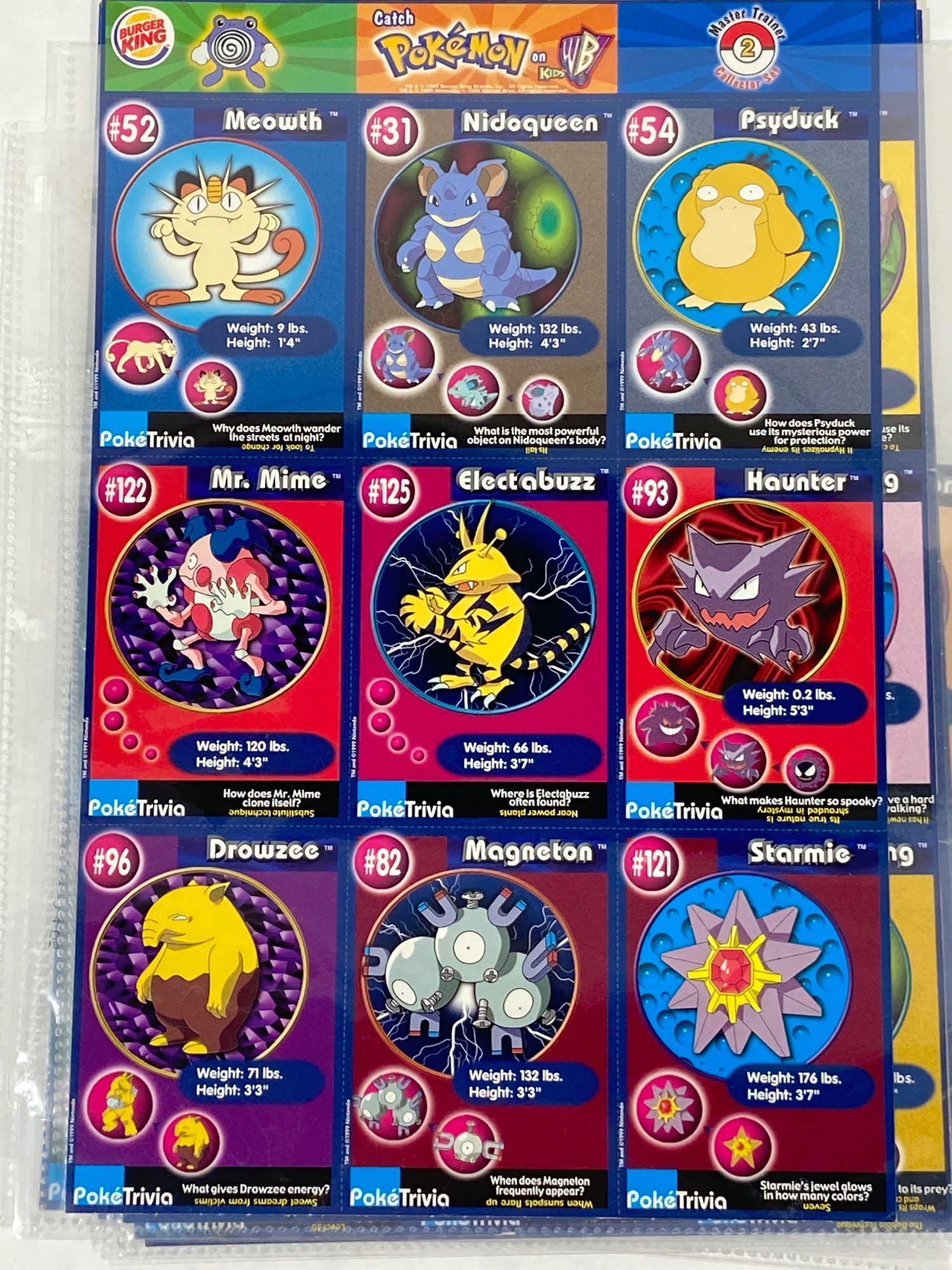 85 Pokemon Burger King PokeTrivia Cards