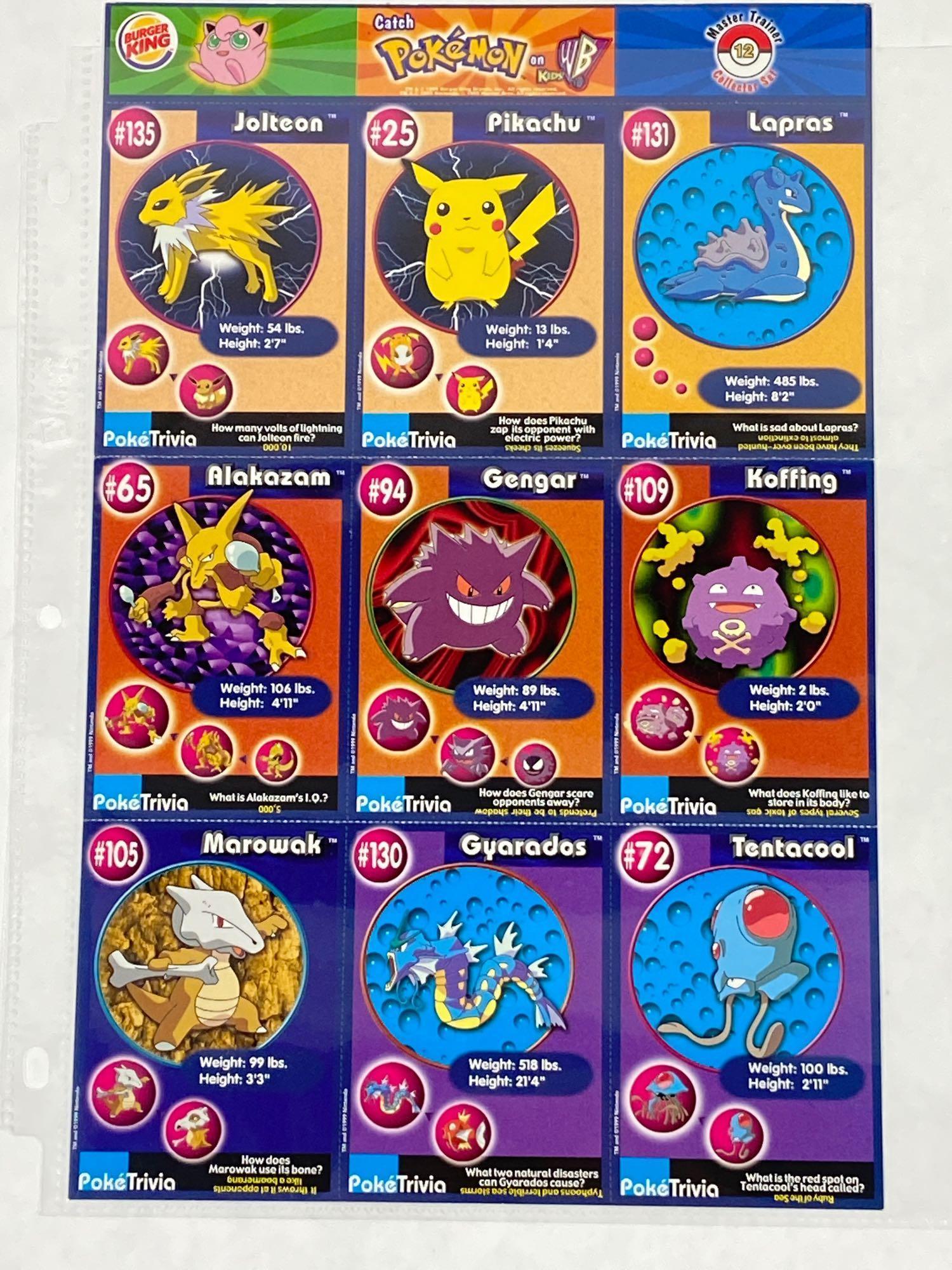 85 Pokemon Burger King PokeTrivia Cards