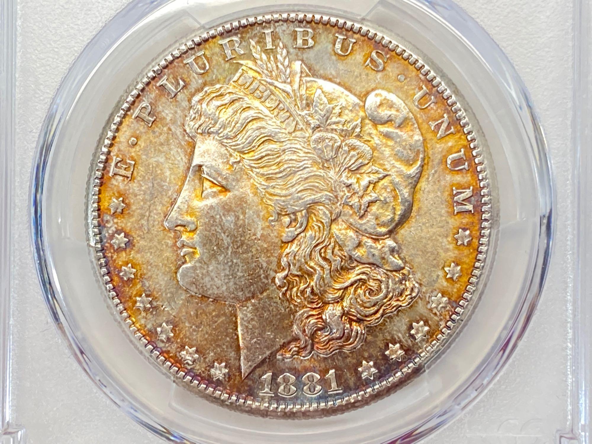 1881-S Morgan Dollar, PCGS Graded MS62, United States silver dollar coin