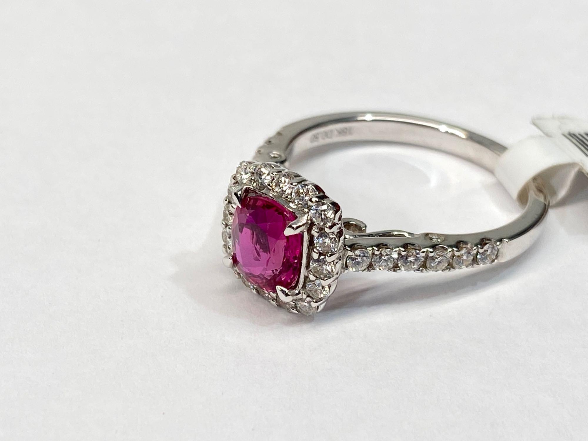 1.01ct Ruby, 0.50ct Diamonds, 18K White Gold Ring, Size 6 1/2 Certified & Graded by GIA & AIG