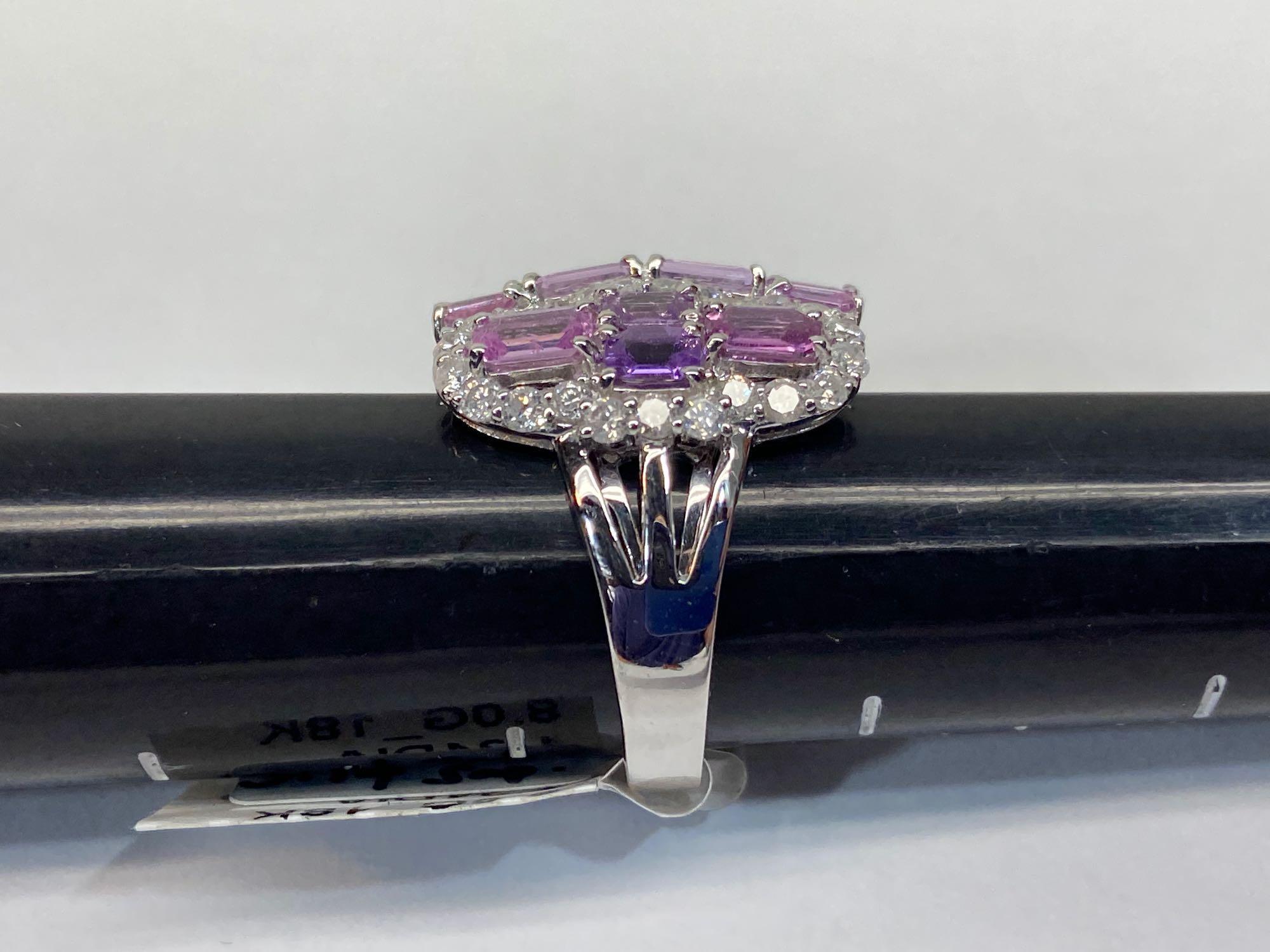 3.14ct Unheated Pink Sapphires, 1.24ct Diamonds 18K Gold Ring, Size 6 1/2, Certified & Graded by GLA