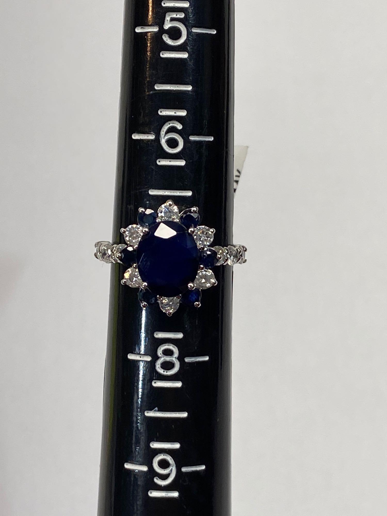 4.06ct Sapphires, 0.93cts Diamonds, 14K White Gold Ring, Size 7, Certified & Graded by AIG