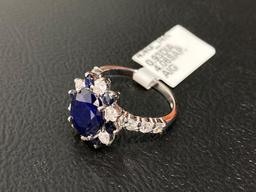 4.06ct Sapphires, 0.93cts Diamonds, 14K White Gold Ring, Size 7, Certified & Graded by AIG