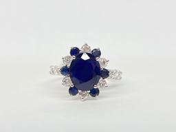 4.06ct Sapphires, 0.93cts Diamonds, 14K White Gold Ring, Size 7, Certified & Graded by AIG