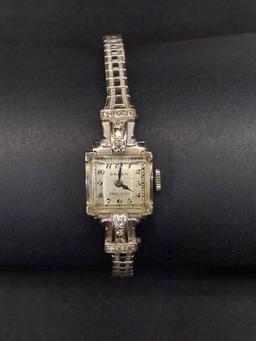 Gruen WBO 14K White Gold and Diamonds Ladies Wristwatch