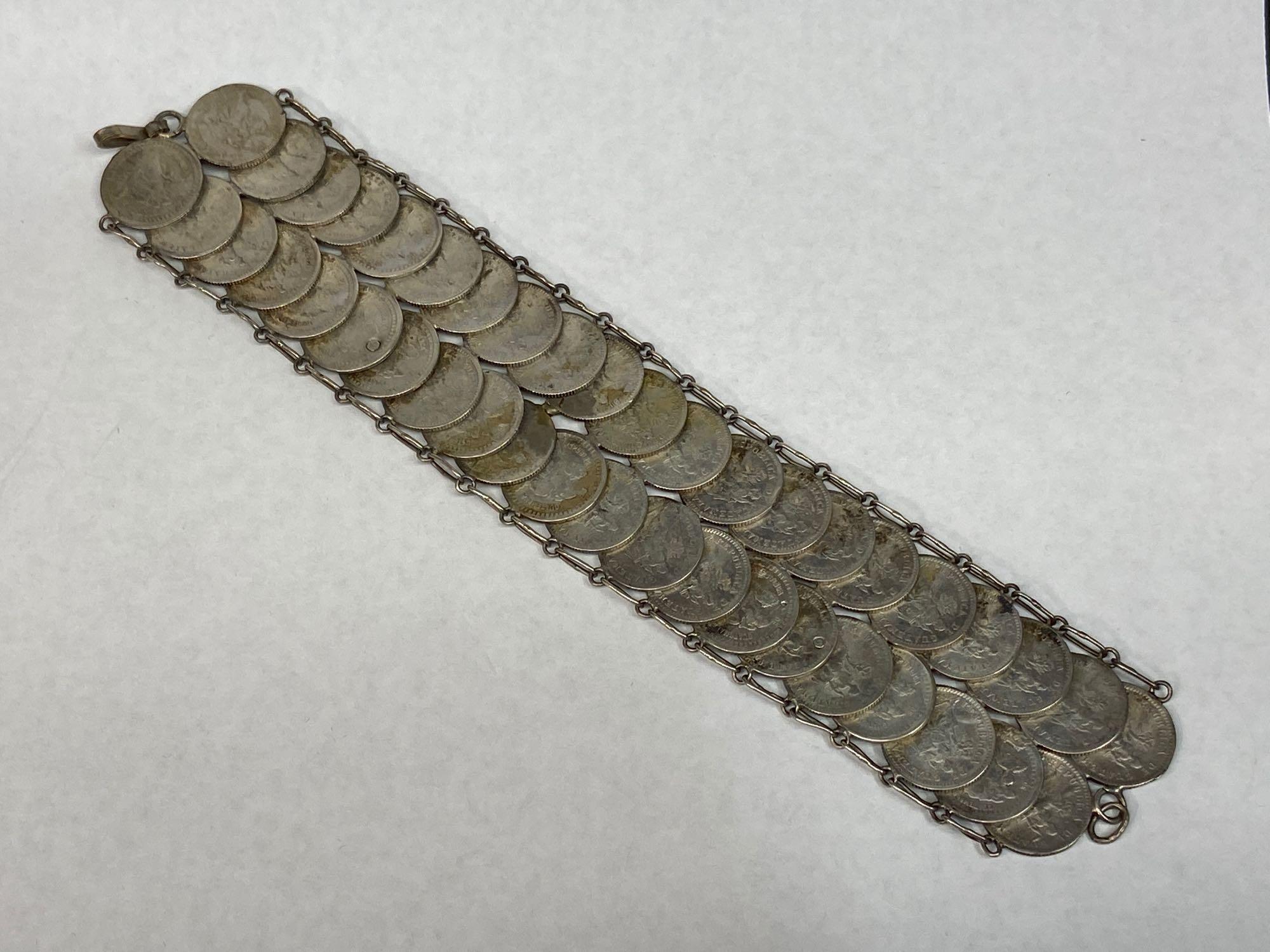 Bracelet made from Guatemalan 1800s Silver Coins