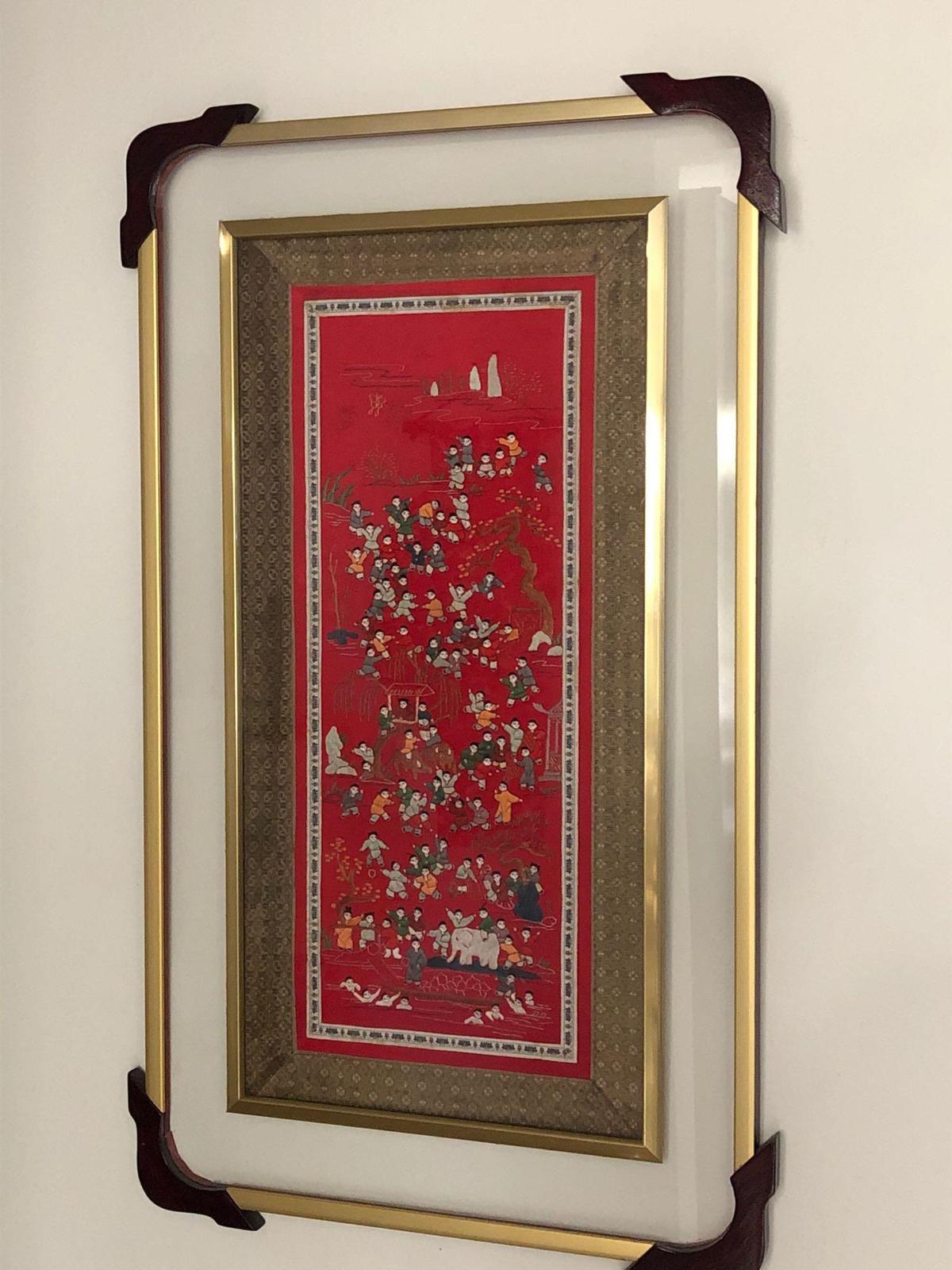 Japanese Framed Fabric Wall Art