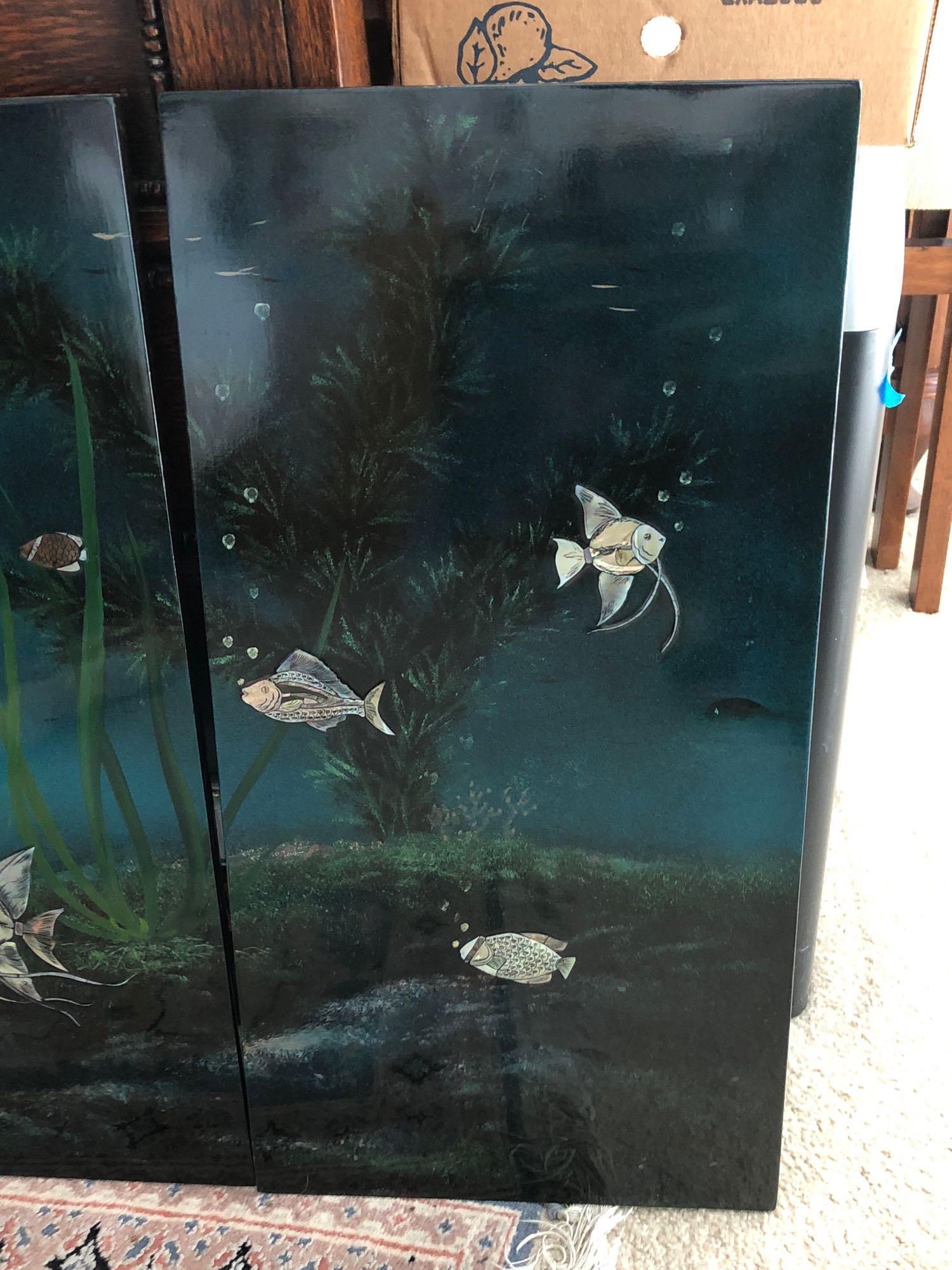 Vietnamese 4 Piece Ocean Wall Art w/ Mother of Pearl Inlays