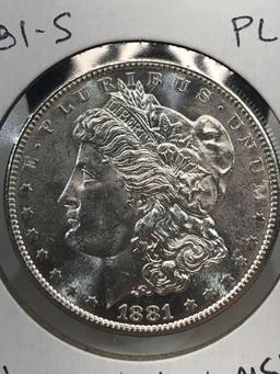 1881-S PL MS63+ Uncirculated Morgan Silver Dollar