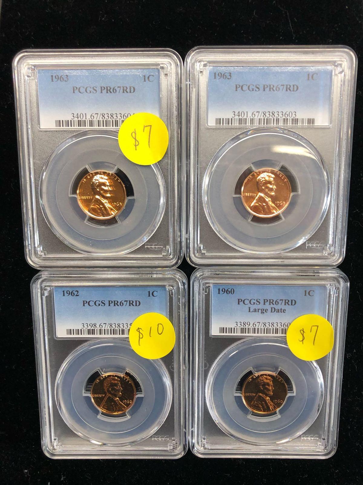 PCGS Certified Penny Lot of Four - All Proof 67