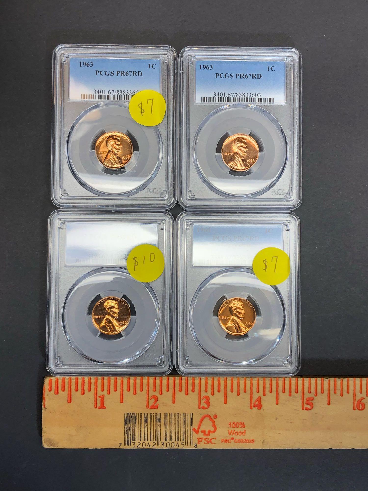 PCGS Certified Penny Lot of Four - All Proof 67