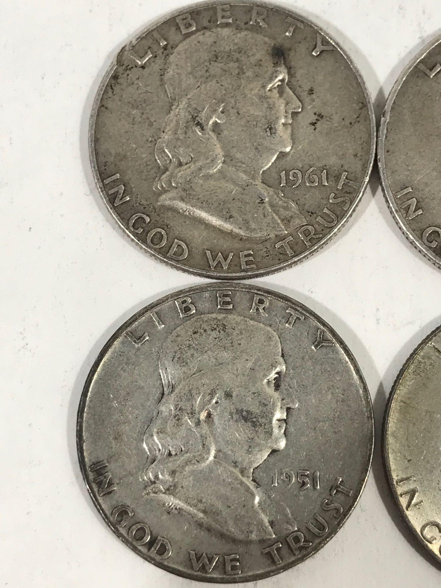 1951 1960 1961 1962 Ben Franklin Half Dollar 4 Units