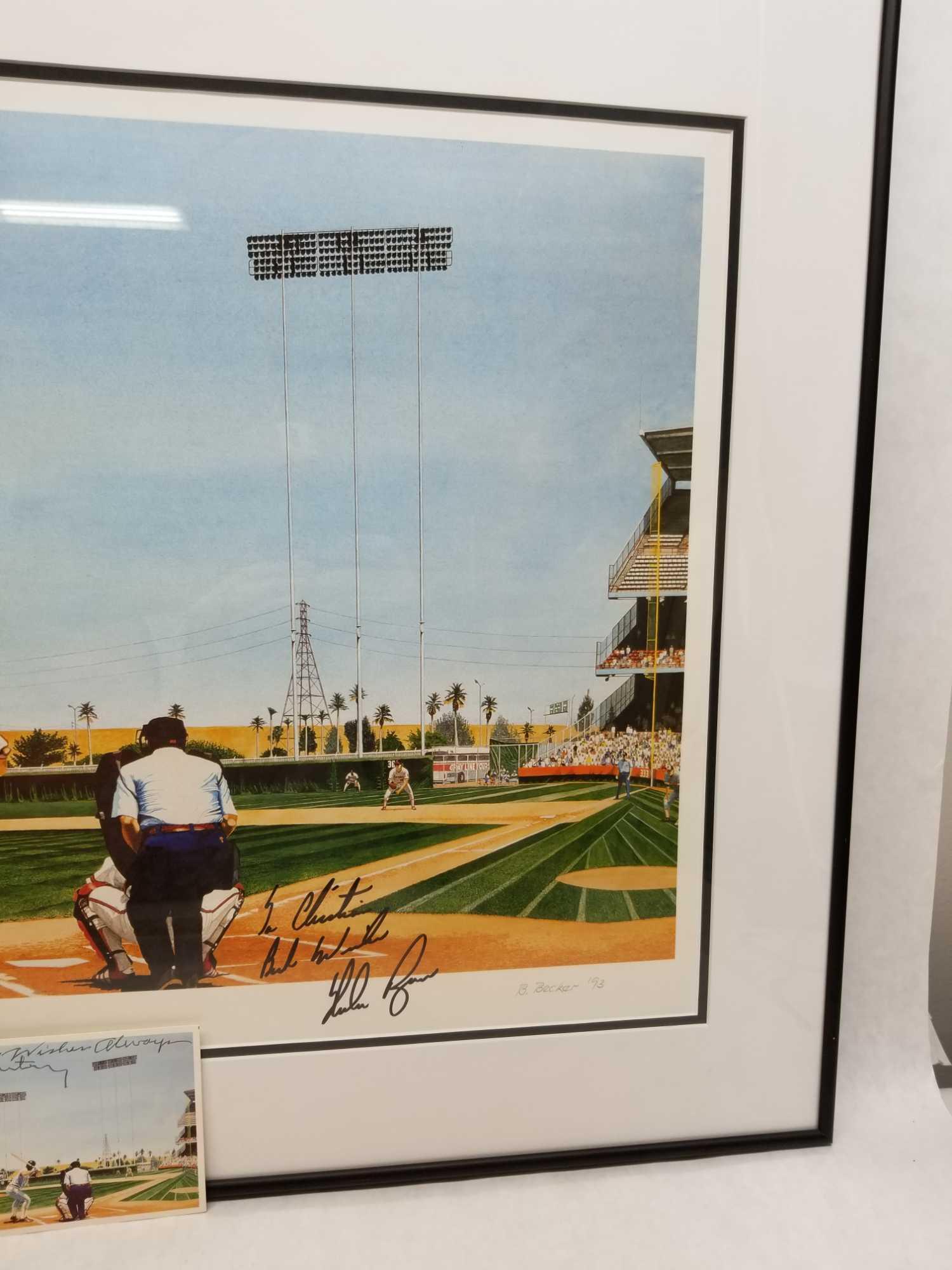 Certified Framed Litho Signed by Gene Autrey and Nolan Ryan.