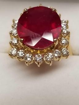 14k Gold Ruby Diamond Ring Size 7 AIGL Certified