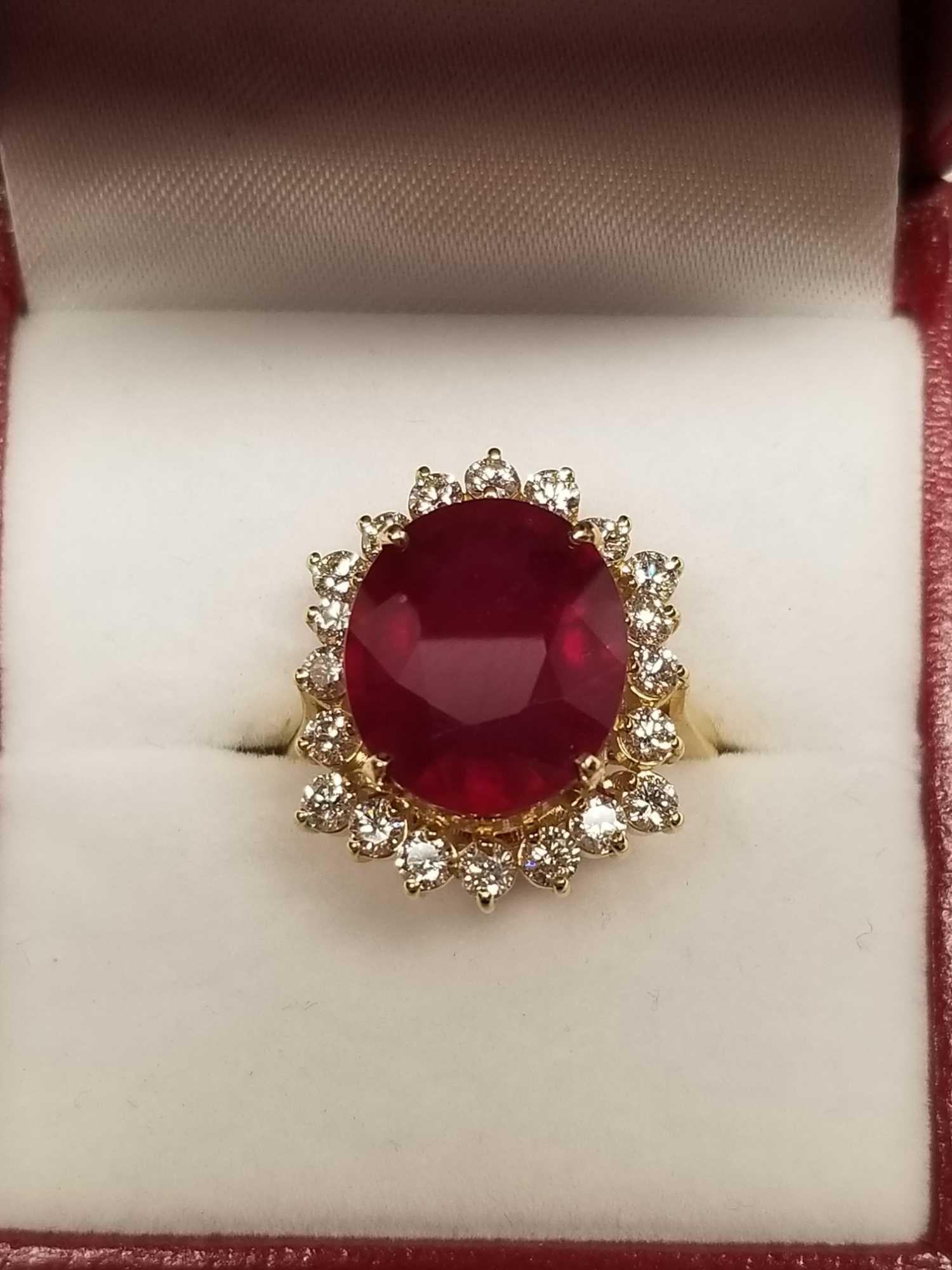 14k Gold Ruby Diamond Ring Size 7 AIGL Certified