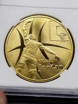 24k Gold Plated Michael Jordan Slabed Coin