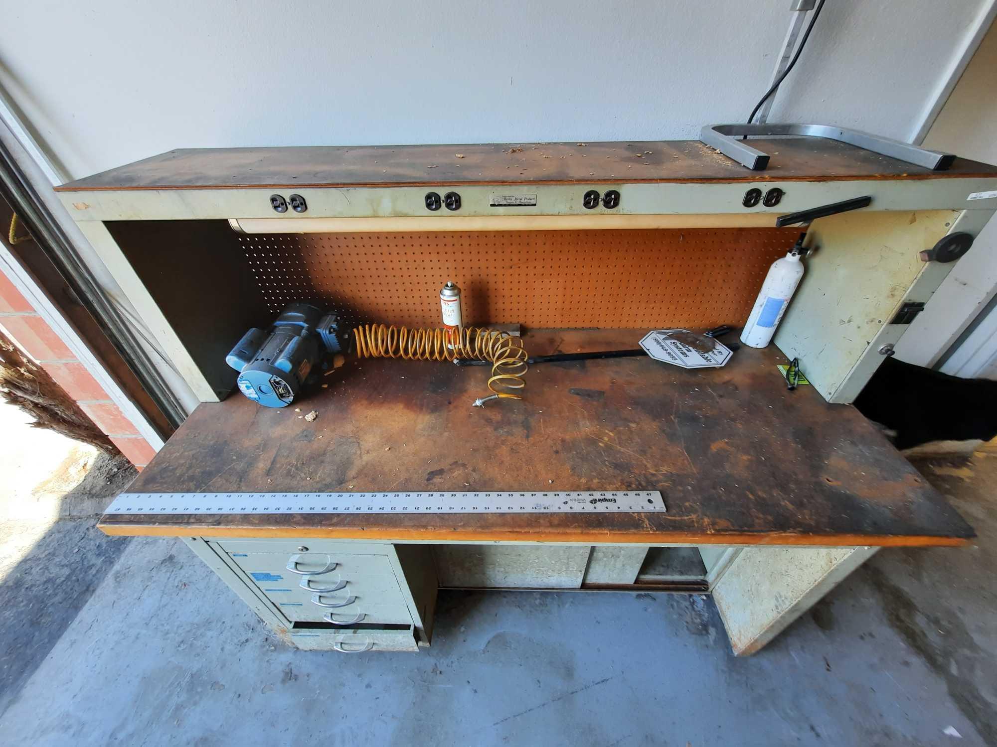 Master Metal Products Workbench with Electrical Outlets & Contents rm3