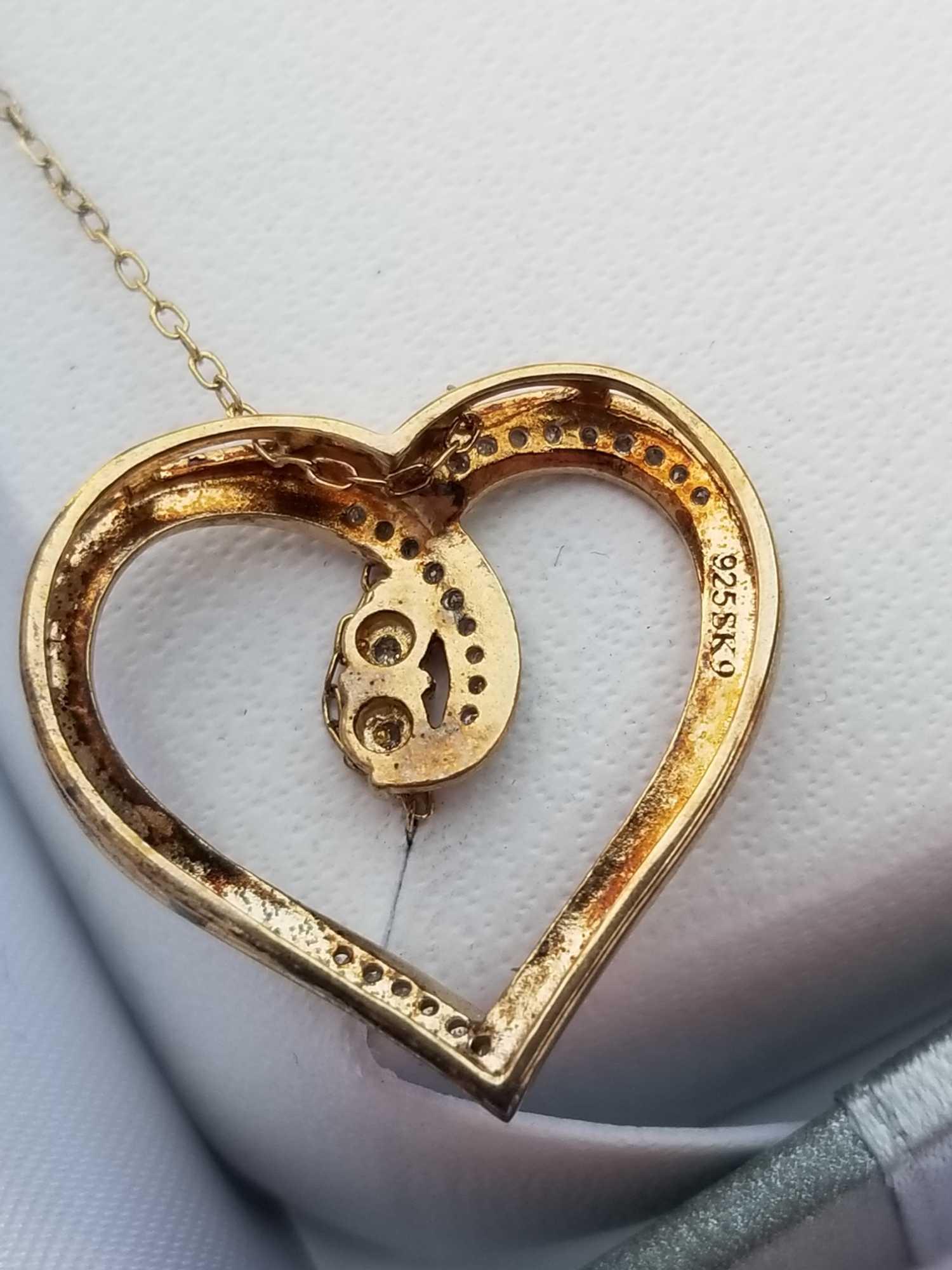 1/10 Carat Diamond Gold Over Sterling Silver Heart Necklace