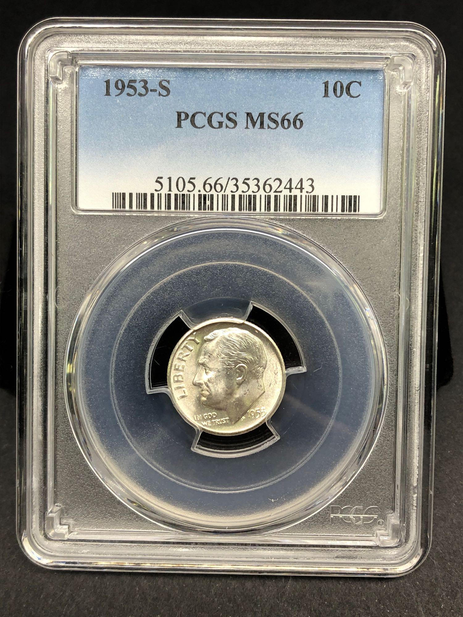 2 PCGS Certified MS-66 Roosevelt Dimes 1953-S