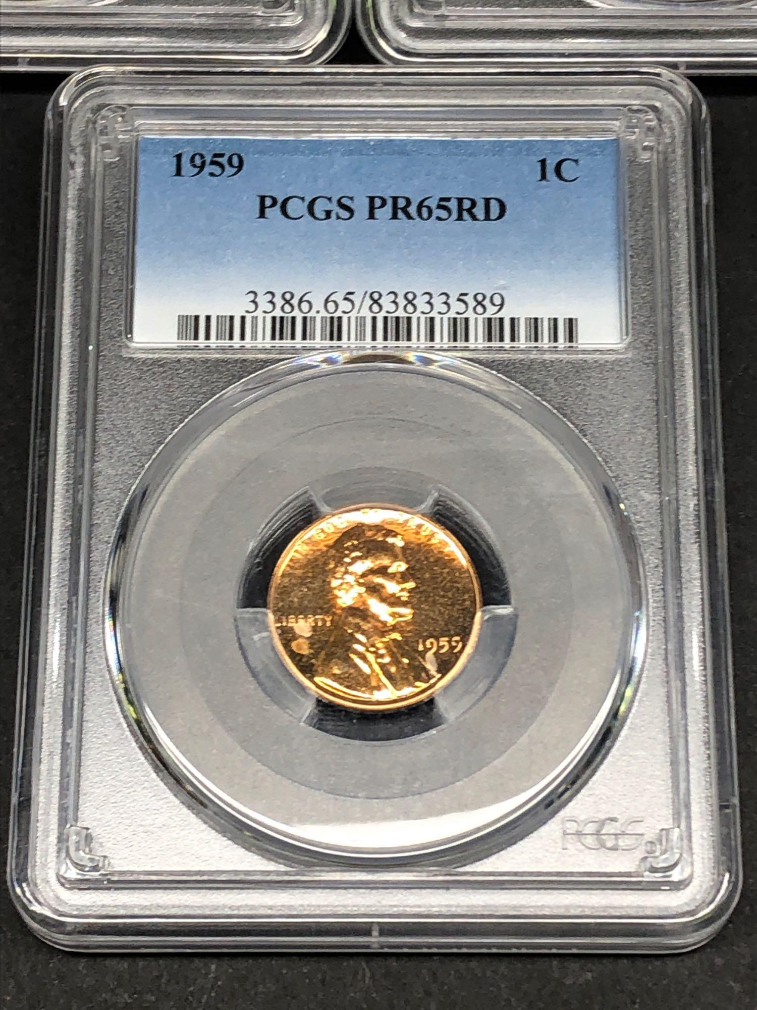3 Certified PCGS Proof Pennies, 1959, 1960, 1961