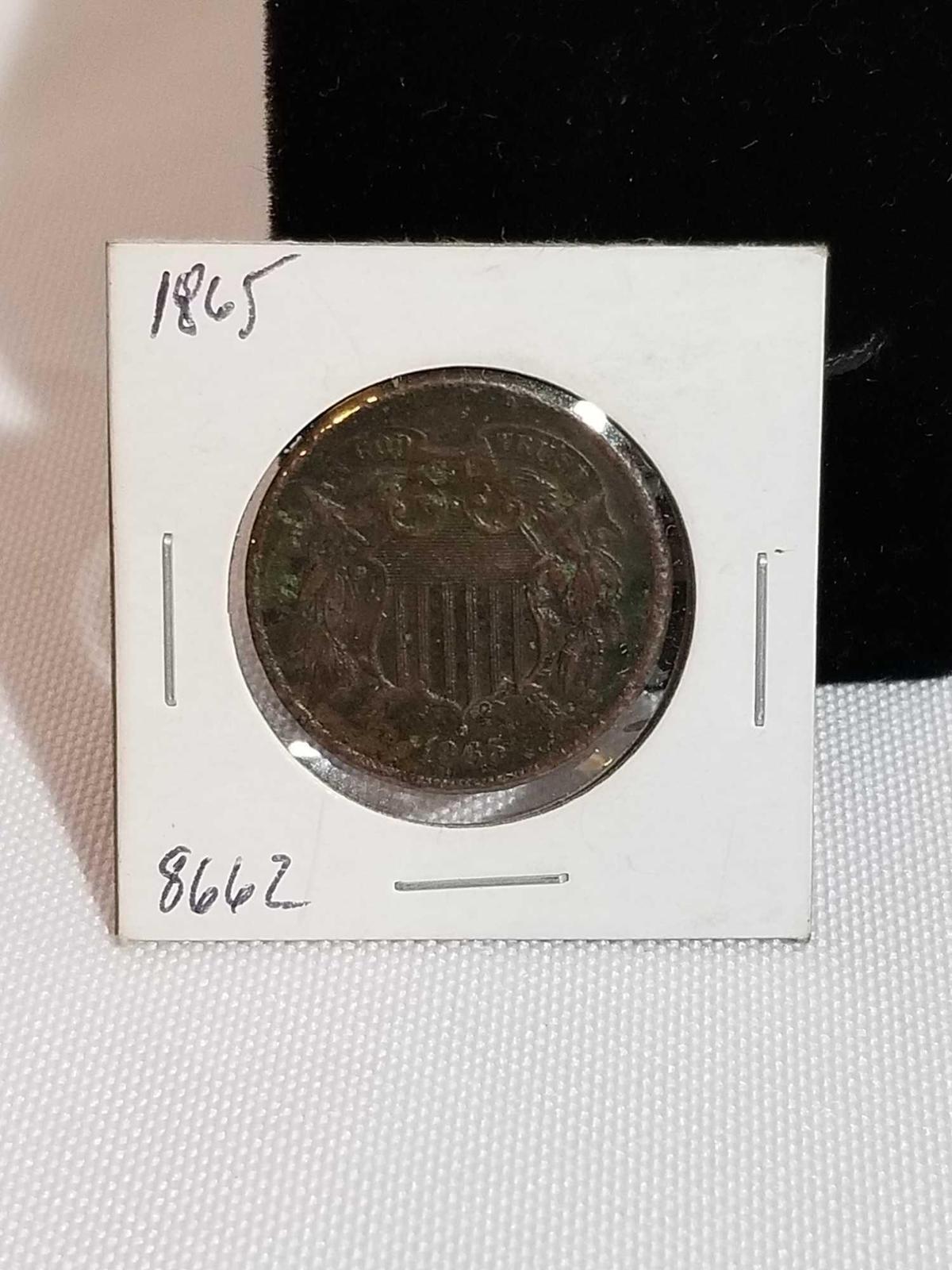 1865 2 Cent Piece Coin