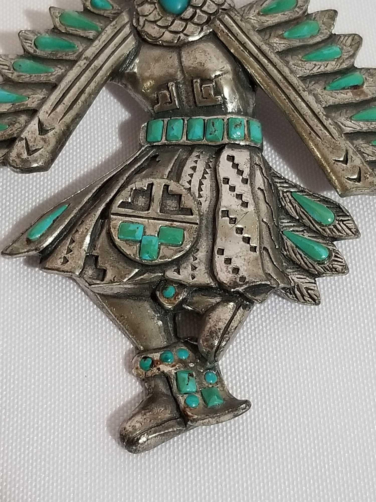 Native American Dancer Turquoise Silver