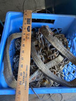 Crate of chain straps shackle