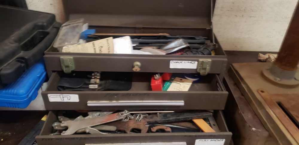 small toolbox and contents 3 drawer 20in long tr5414