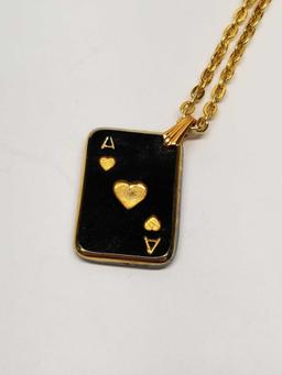 Gold Plated Ace of Hearts Necklace Pendant