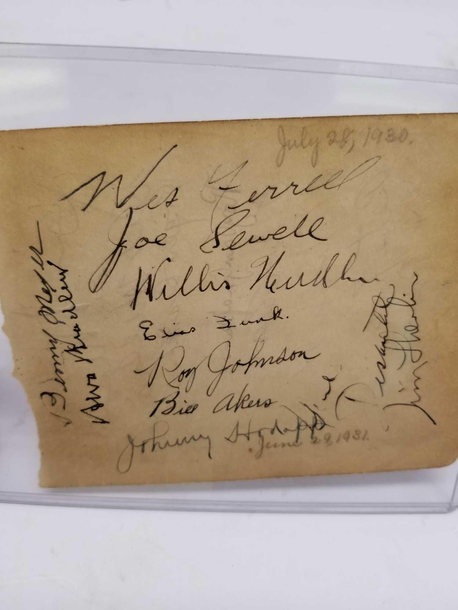 1930 Letter Signed Joe Sewell 19 Signatures