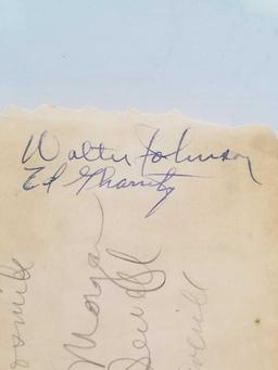 1930 Letter Signed Walter Johnson Earl Averill