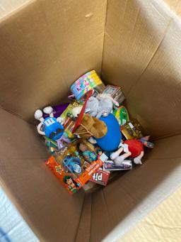 Box of various toys m&ms lilo and stitch etc