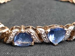 Womens Silver Blue Stone Bracelet