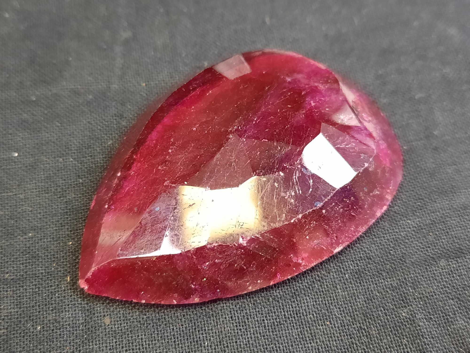 200+ ct Massive Blood Red Ruby Genuine Natural Mined Stone from Madagascar Pear Cut 2in Length