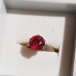 Antique Yellow Gold 14kt Ladies Ring Large 2+ct Natural Glowing Red AAA Top Ruby