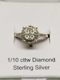 1/10 Carot Diamond Ring Sterling Silver Size 7